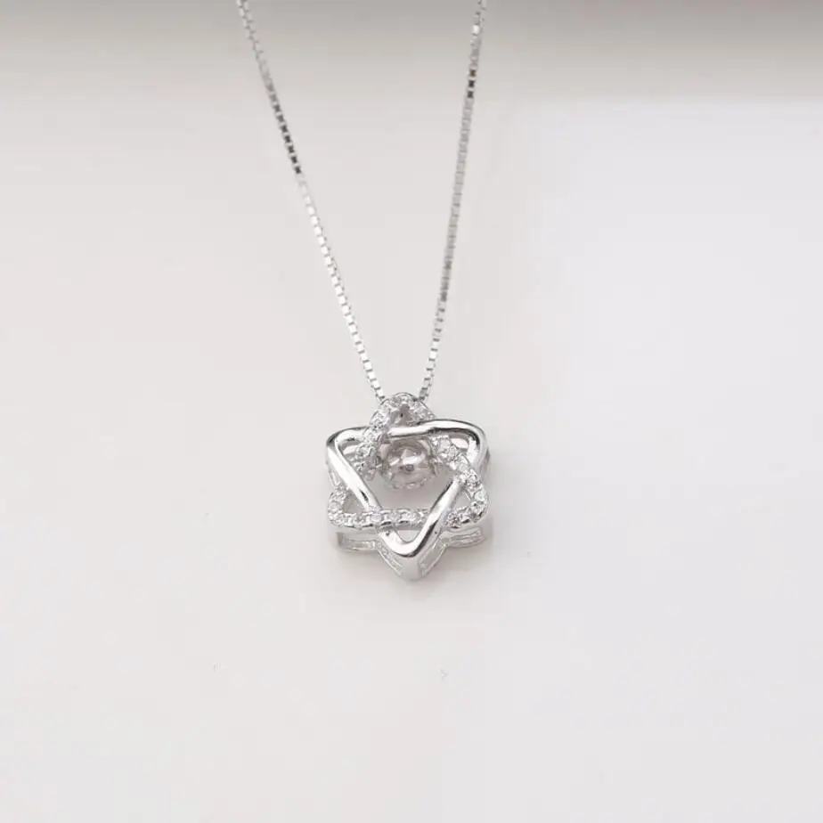 HRina &quotStar of David&quot S925 Sterling Sliver Hexagram Zircon Crystal Star Pendant Necklace with Extend Chains For Women Gifts |