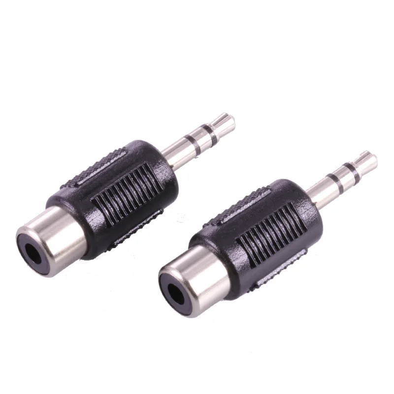 RCA Connector to 3.5 MM Jack Stereo Plug Adapter Black Plastic Audio Speaker Nickle Plated | Обустройство дома