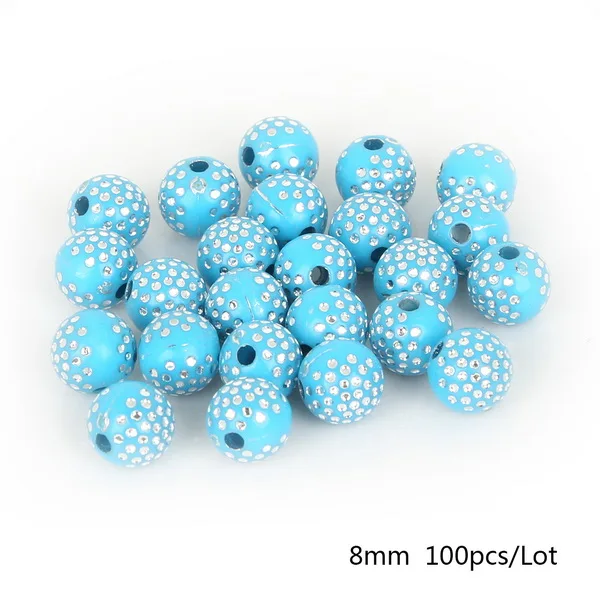 Turquoise 100 шт 8 мм цветные пластиковые круглые акриловые бусины для поделок, украшение для альбома - Цвет: Turquoise