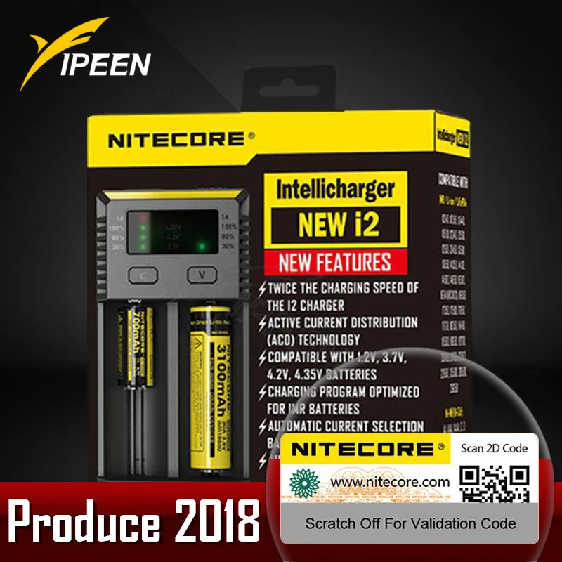 Зарядное устройство Nitecore i2 Intelli универсальное зарядное для батарей AA AAA li ion 26650 18650