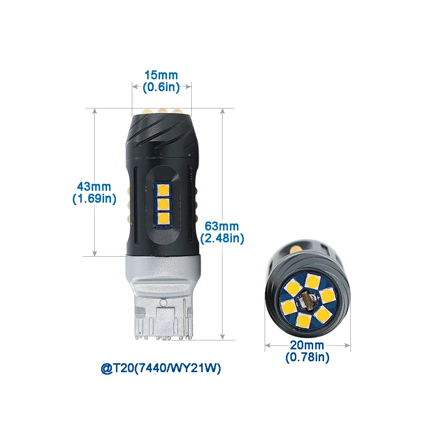 Светодиодная лампа T20 LED 7440 W21W W21/5W 18 led Canbus Free 1156 BAU15S PY21W BA15S P21W светодиодная для