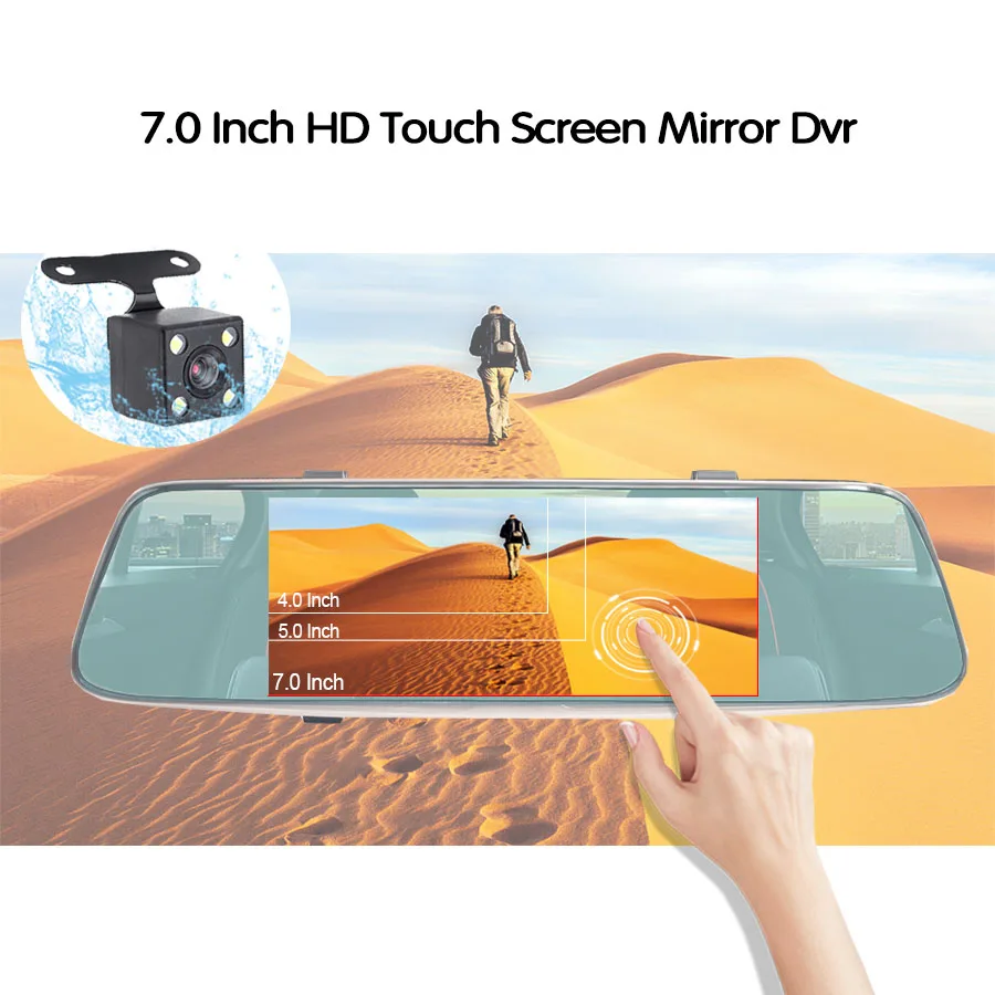 E ACE Автомобильная Dvr камера 7 0 &quotСенсорное зеркало заднего вида видеорегистратор