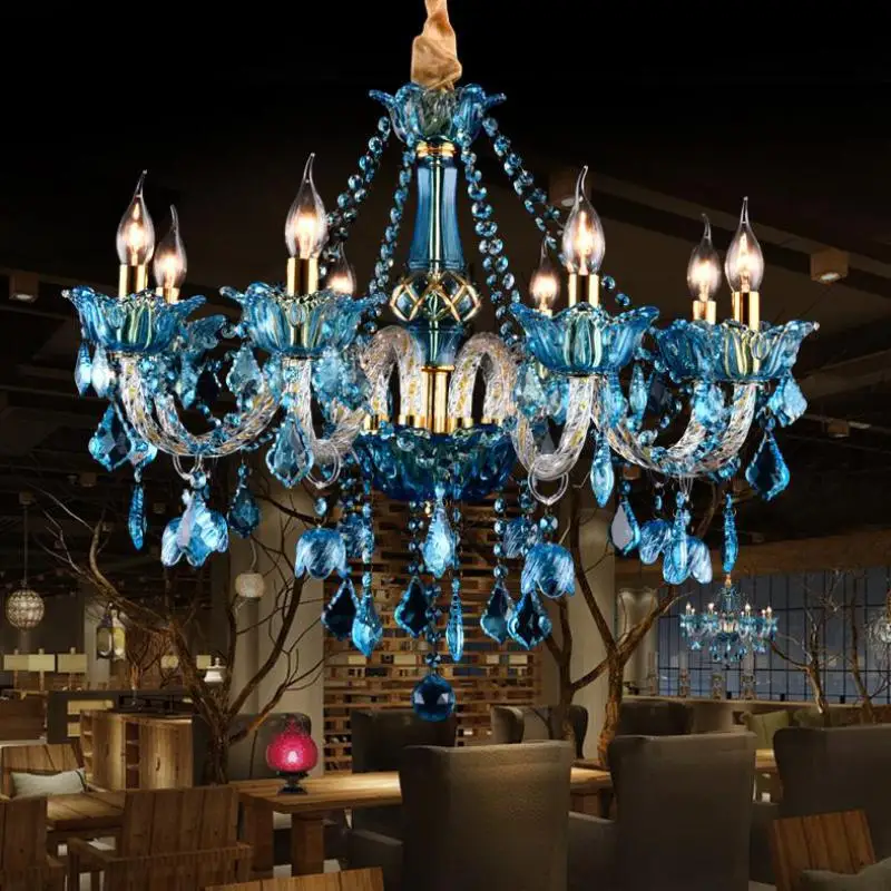 Милан синяя люстра для столовой подвесной хрусталь Люстра Главная Освещение