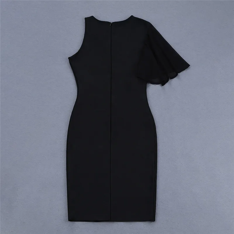 New Summer Black Petal Sleeve Hollow Out Fashion Bandage Women Dress Sexy Prom Party Dresses | Женская одежда