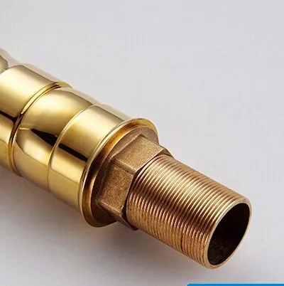 Смеситель для ванной комнаты золотистый кран раковины с двойной ручкой одно