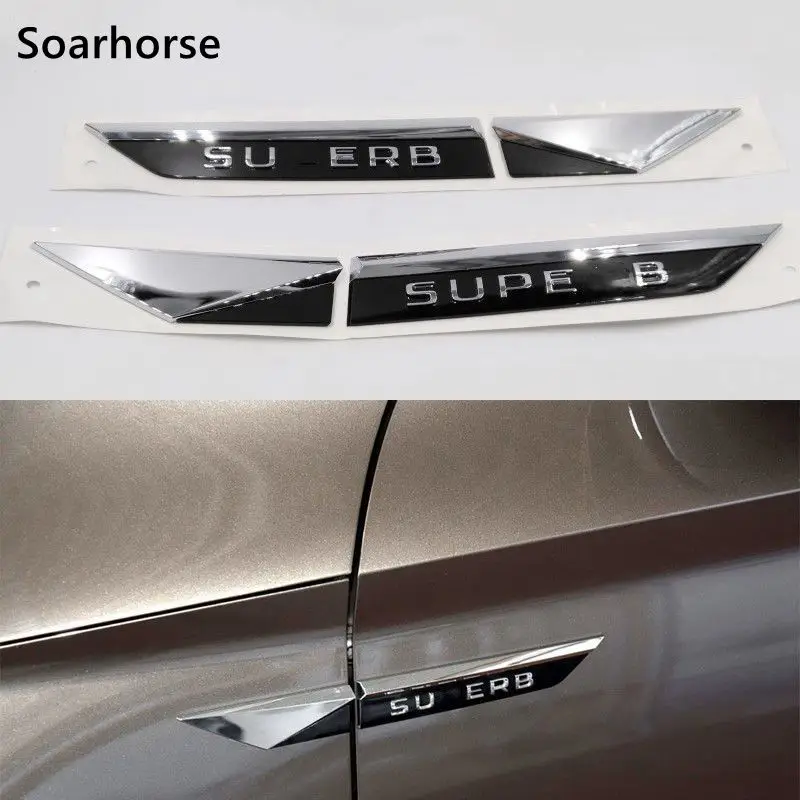 

Car Refitting Sticker For Skoda Superb 3D Chrome ABS Fender Side Blade Emblem Badge 3VD853632 3VD853431