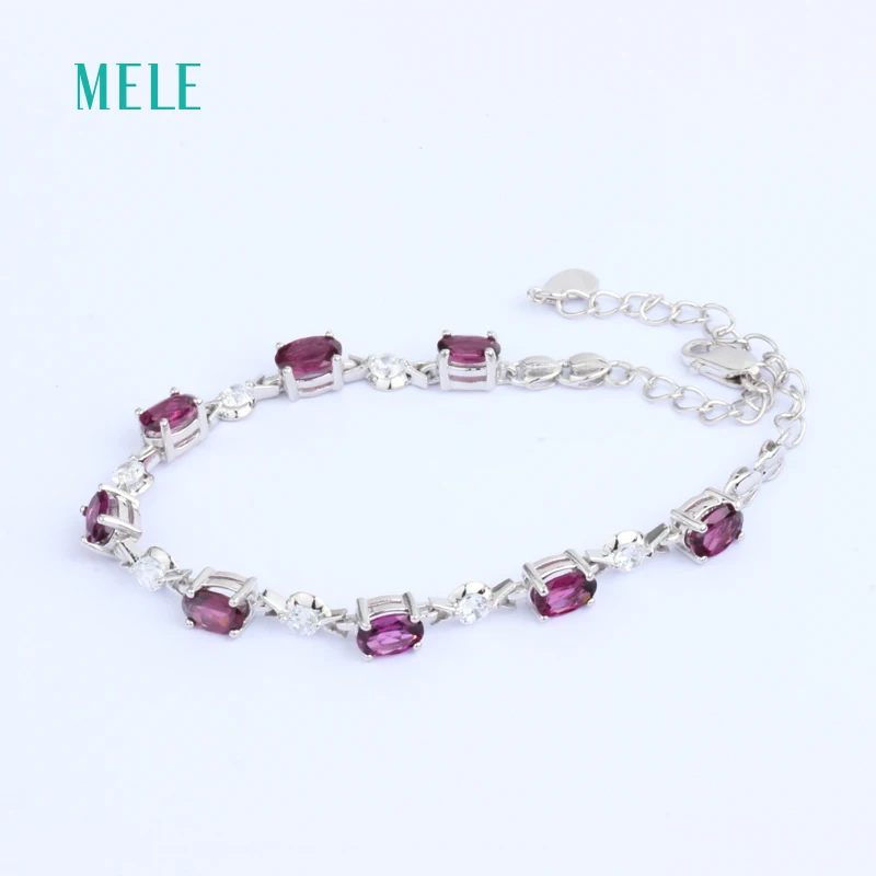 Новинка серебро 925 пробы хит продаж гранат голубой топаз аметист браслет