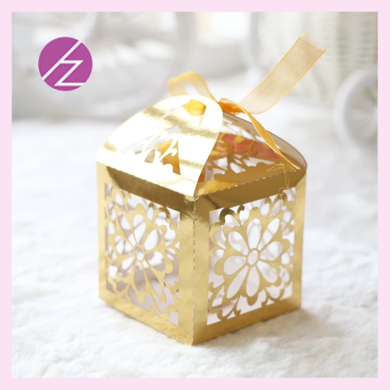 50 шт./лот роскошный цвета: золотистый и серебристый металлик бумага коробка