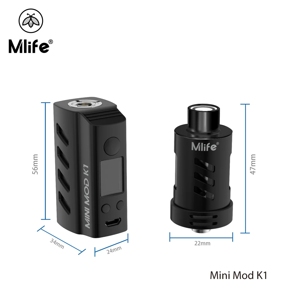 100% Оригинальные Mlife K1 50 Вт Vape Mod Kit электронная сигарета с 1200 мАч Батарея