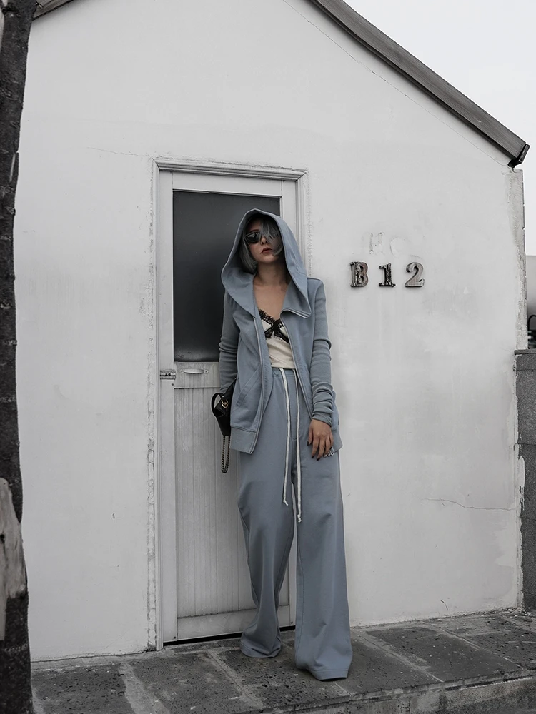 Owen Seak Women Casual Hallen Wide Leg Pants Cotton Gothic Women's Clothing Full Length Sweatpants Spring Solid Loose Pants
