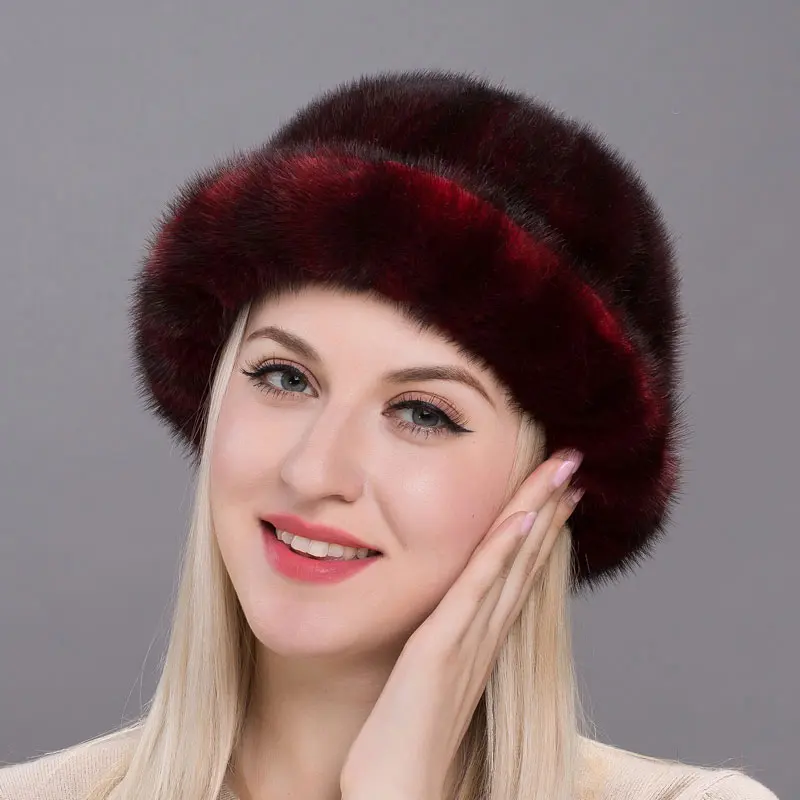 JKP зимняя меховая шапка женская Кожаная из натурального меха норки с меховыми