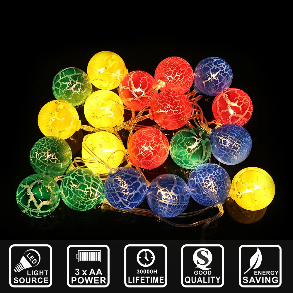 Украшение для дома трещины яйцо 2 м 20 светодиодные гирлянды батарея красочные