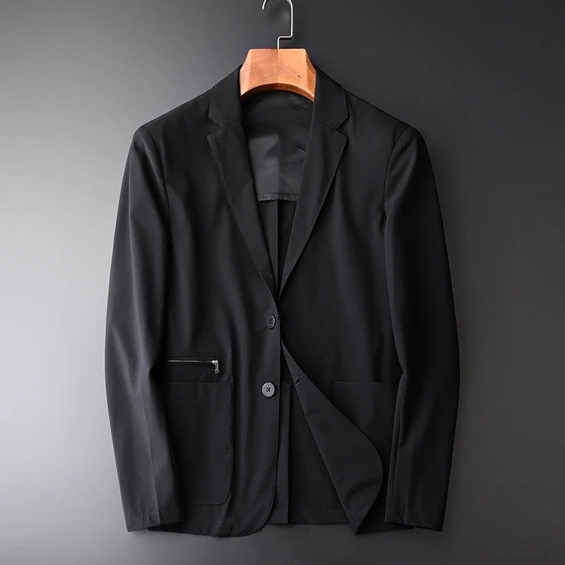 

Minglu Spring Men's Casual Blazer Suit Classic Collar Business Blazer Jackets Black Single Botton Slim Men Suit Plus Size M-4xl
