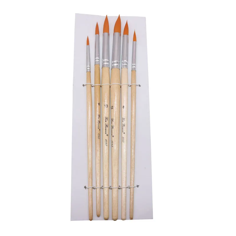 1 set 6 pcs Линия тонкой профессионального рисования гуашью кисти для рисования маслом разных Форма круглым заостренным кончиком волос Краски ing кисти комплект, принадлежности для живописи - Цвет: 1 set 6 pcs