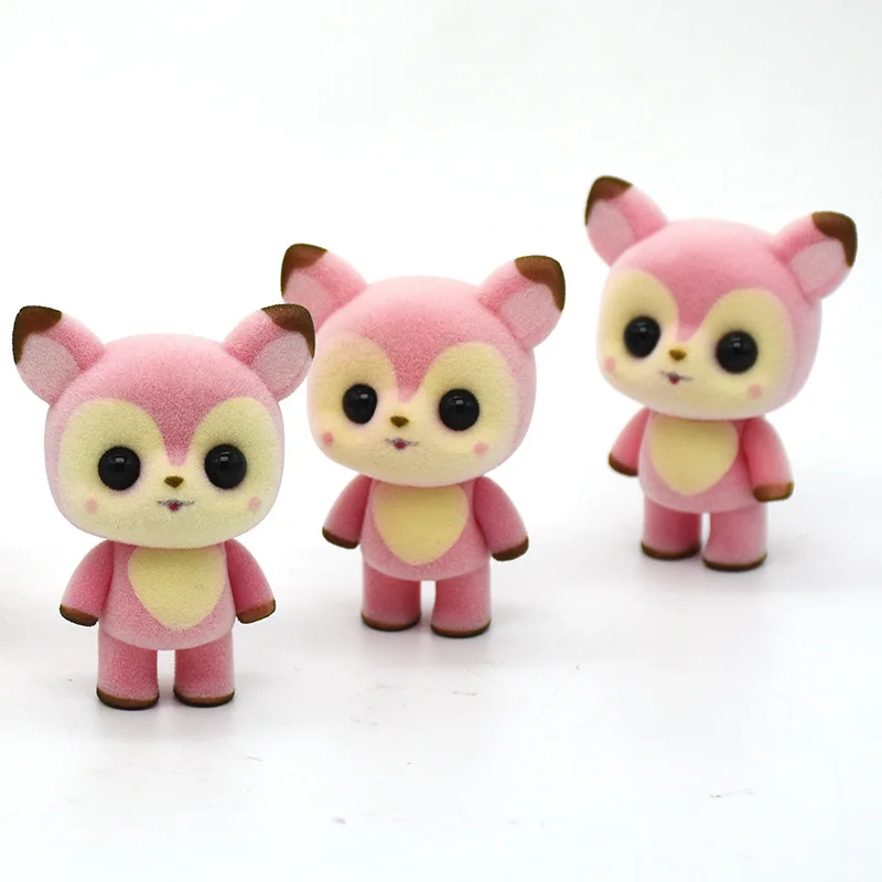 Мультфильм олень кукла игрушки милые мини животные игрушки для ребенка рождественские подарки фигурки автомобиль домашний стол украшение для ребенка флокированные игрушки