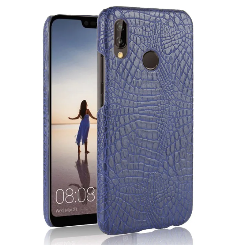 Чехол для Huawei P20 Lite Φ P20Lite Жесткий из поликарбоната с крокодиловым узором + задняя