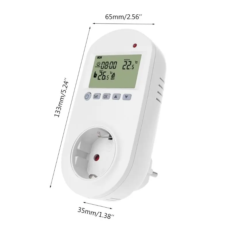 

Programmable Plug in Thermostat EU Socket 16A Electric Heating Underfloor Room Temperature Controller