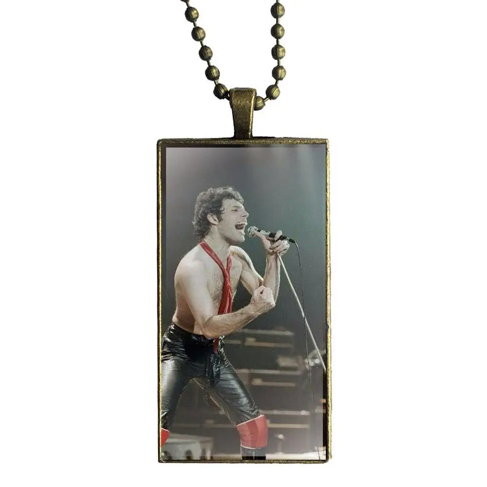 EJ glaze Freddie Mercury Band queen для женщин Рождественский подарок дизайн Модные Винтажные стеклянные женские прямоугольное Ожерелье Подвески