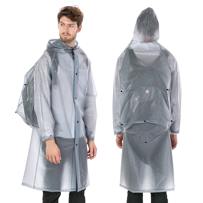 

Yuding Raincoat Plastic Thick Coat Women\Man Poncho Universal Waterproof Touring Hiking Hooded Lady Schoolbag Raincoats