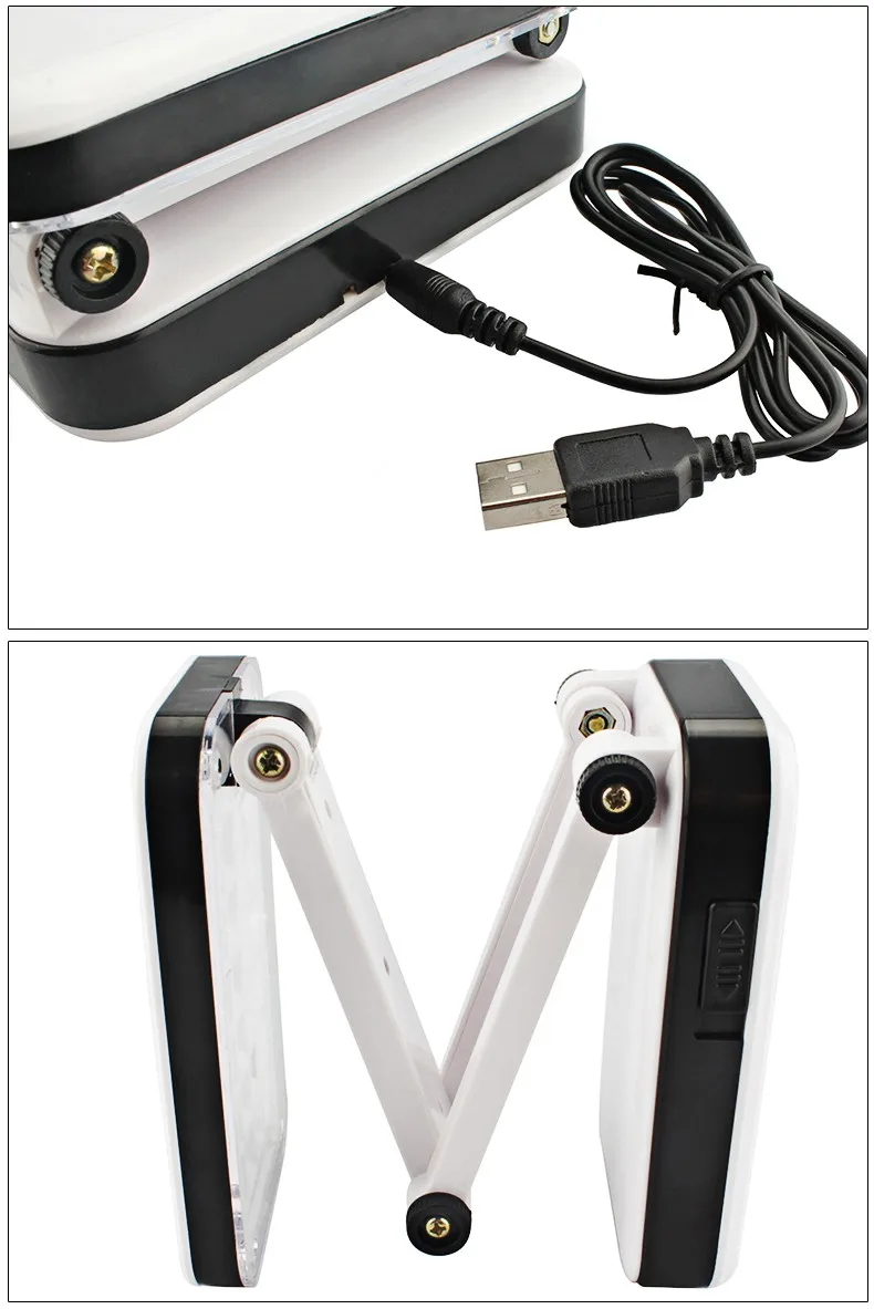 USB светодиодный Настольный светильник с регулируемой яркостью, AAA, на батарейках, Настольный светильник, 24 светодиодный s, высокая яркость, складной белый книжный светильник, для чтения, маникюра