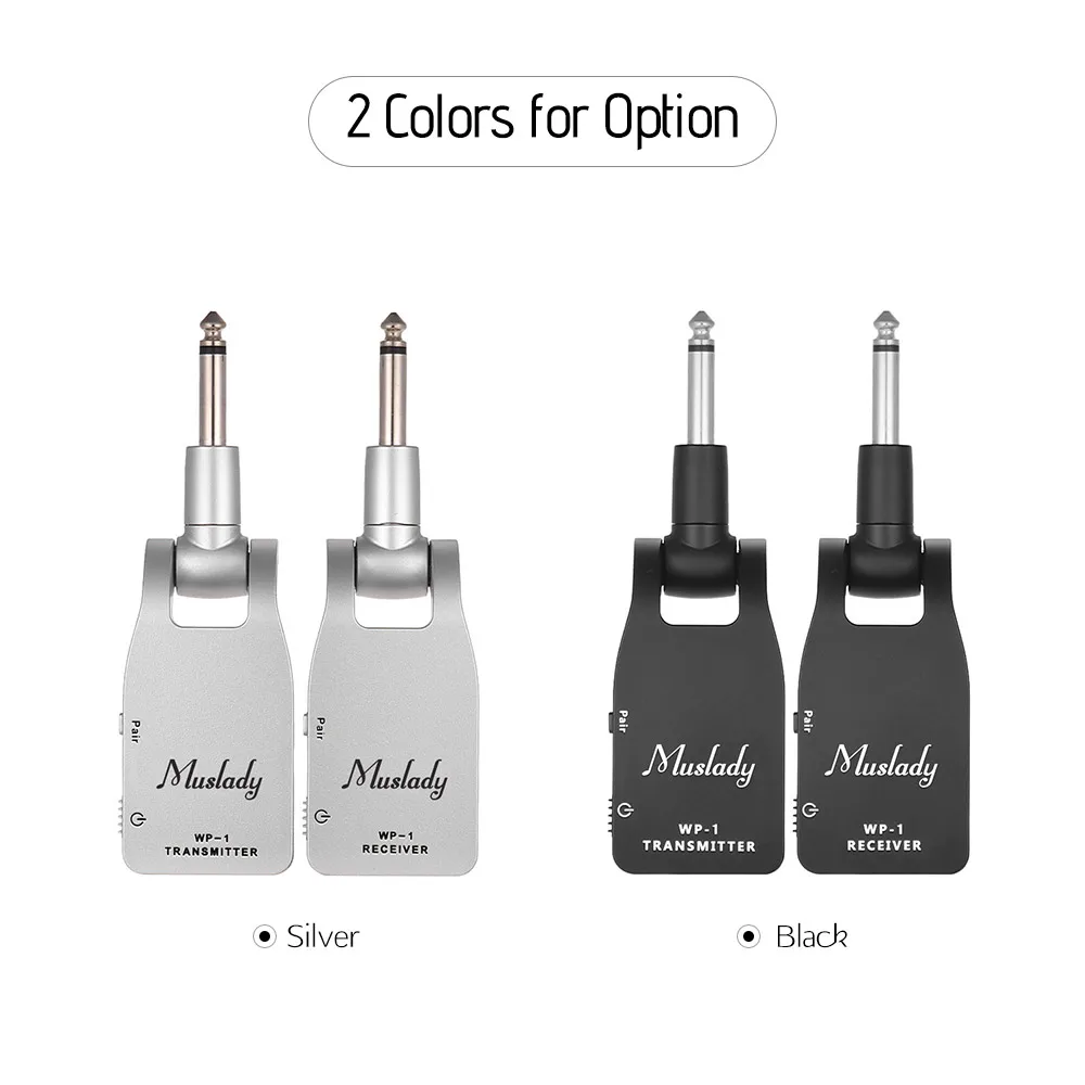 

Muslady 2.4G Wireless Guitar System Transmitter & Receiver Built-in Rechargeable Lithium Battery 30M Transmission Range