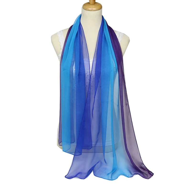 

LNRRABC 17Colors Gradient Ramp Chiffon Silk Shawls and Scarves Women Assorted Colors Printing Wide Scarves
