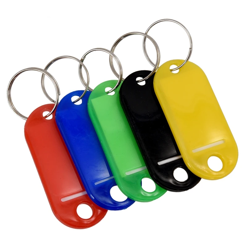

50 Pcs Plastic Keychain Key Tags ID Label Name Tags Split Ring