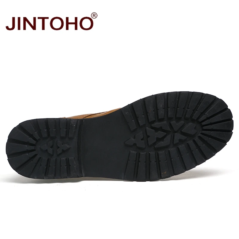 JINTOHO/кожаная мужская зимняя обувь; модные мужские зимние ботинки с острым носком; ботинки до середины икры для мужчин; мужские кожаные ботинки
