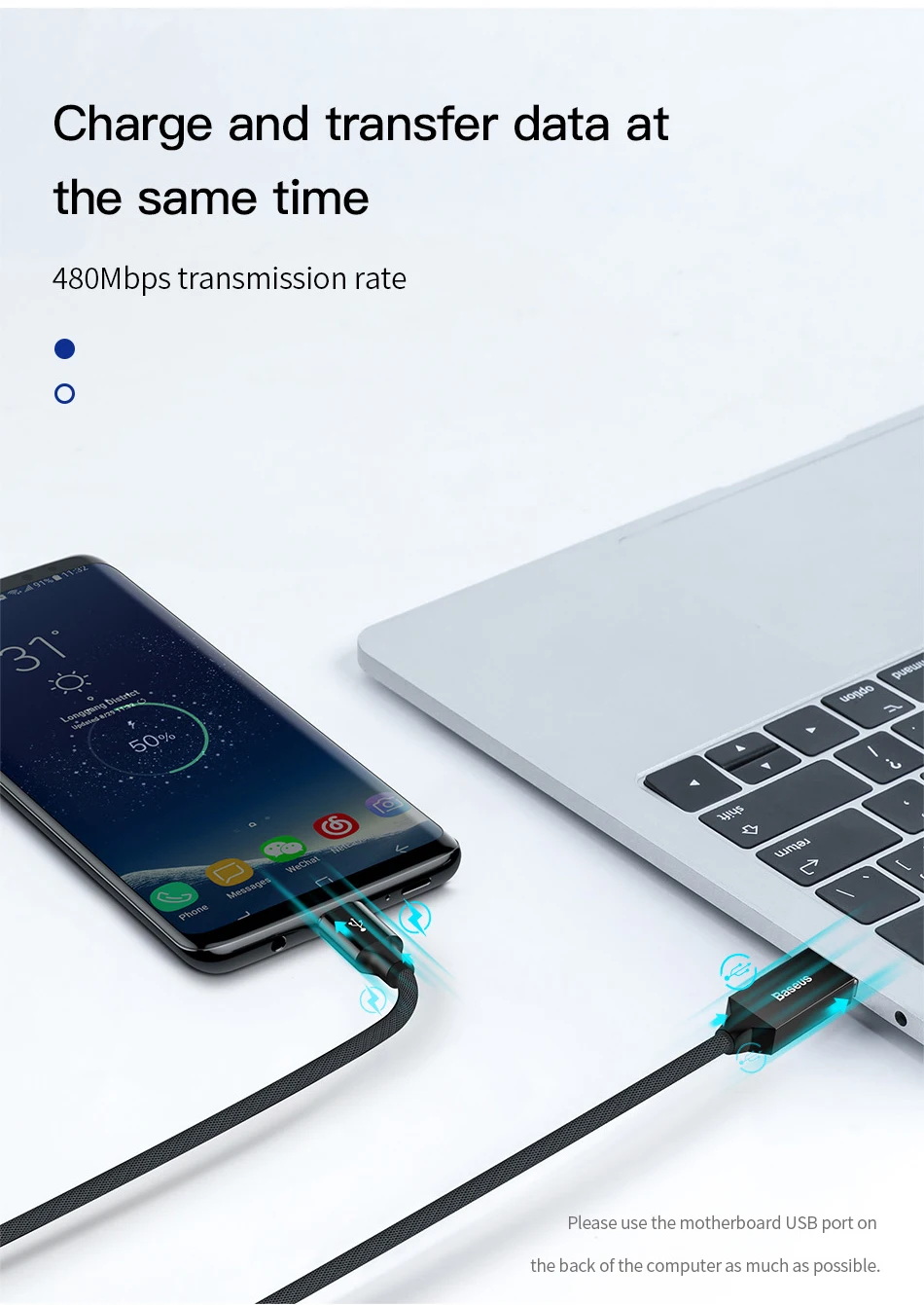 Baseus 3A usb type C кабель USB C QC 3,0 быстрое зарядное устройство USB C кабель для samsung huawei P20 Xiaomi нейлоновый USB C провод для телефона Дата-кабель