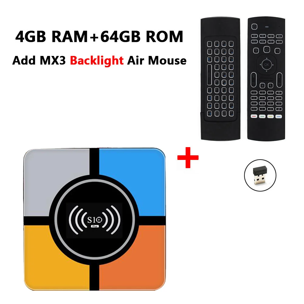 4GB 64GB add MX3-L S10 Plus Android 8,1 ТВ-приставка с беспроводной зарядкой 4 Гб ОЗУ 64 Гб ПЗУ RK3328 четырехъядерный медиаплеер 2,4G WiFi 4K HD смарт-ТВ приставка - Цвет: 4GB 64GB add MX3-L