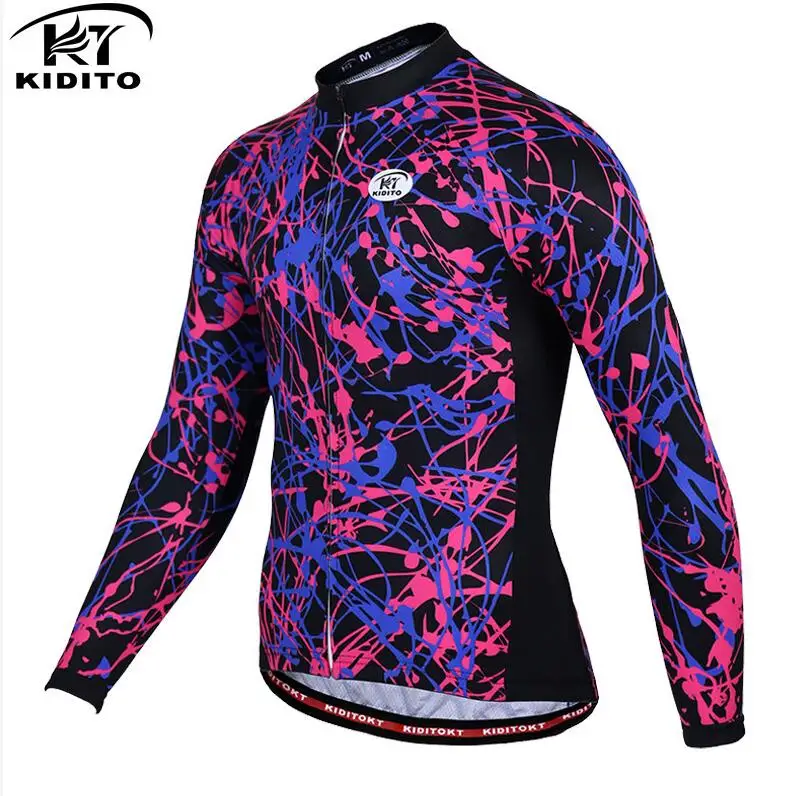 color 10 KIDITOKT, Зимняя Теплая Флисовая велосипедная майка, мужская,, с длинным рукавом, Мужская одежда для горного велосипеда, дышащая одежда для велоспорта - Цвет: color 10