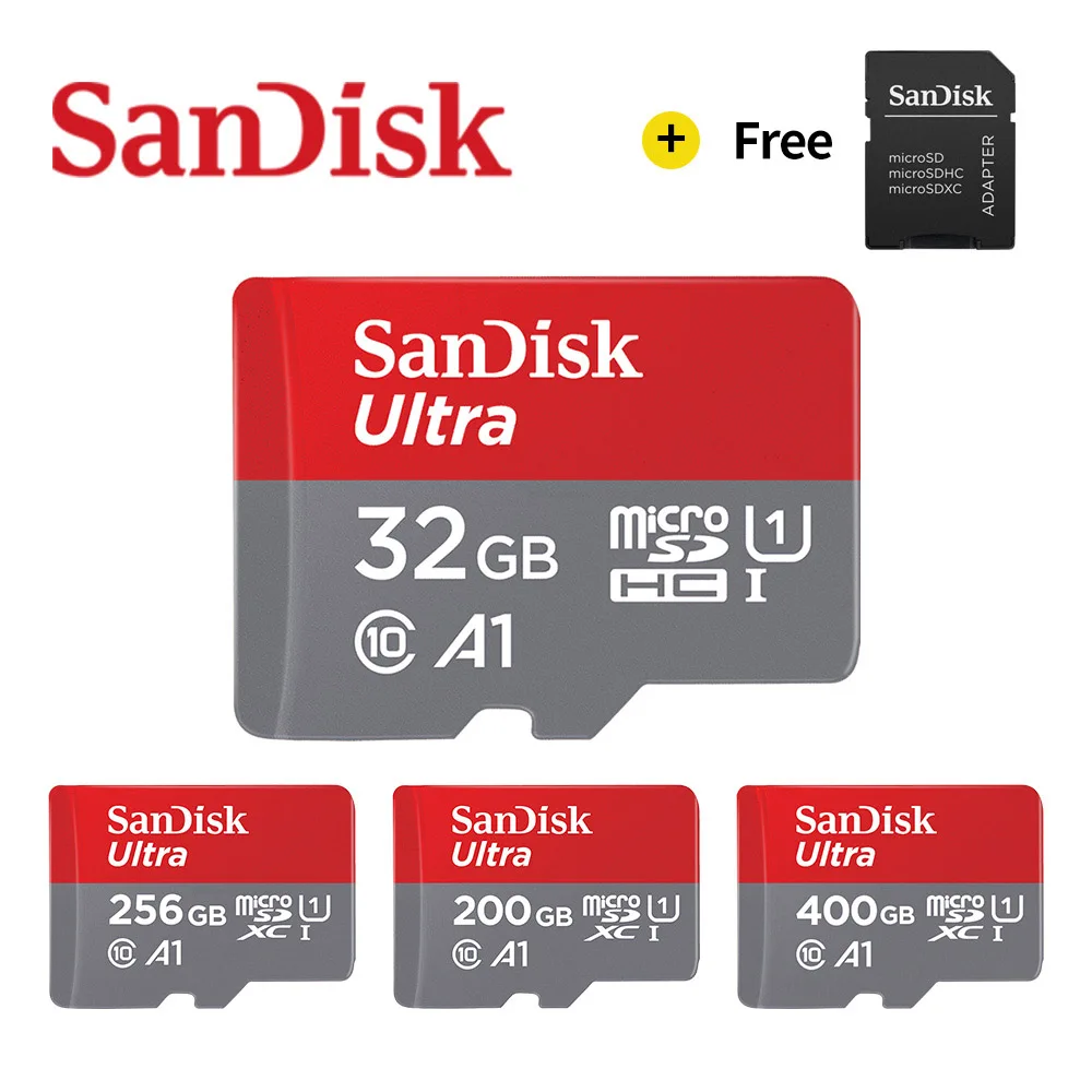 Двойной Флеш накопитель SanDisk A1 слот для карт памяти 200 ГБ 128 Гб 64 98 МБ/с. 32 Micro sd карта
