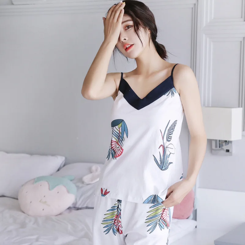 Женский пижамный комплект из 7 предметов элегантные женские хлопковые пижамы