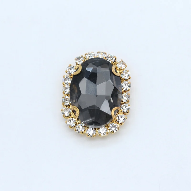 black diamond 12p 13x18 мм Овальный цвет шитье на хрустальном стекле плоские с оборота Стразы Драгоценности Золотое основание отделка бусины ювелирные изделия для одежды платье ремесло - Цвет: black diamond