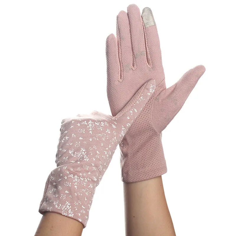 Dark Pink Howfits женские летние перчатки автомобильные с сенсорным экраном тонкие кружевные хлопковые приличные Нескользящие варежки - Цвет: Dark Pink