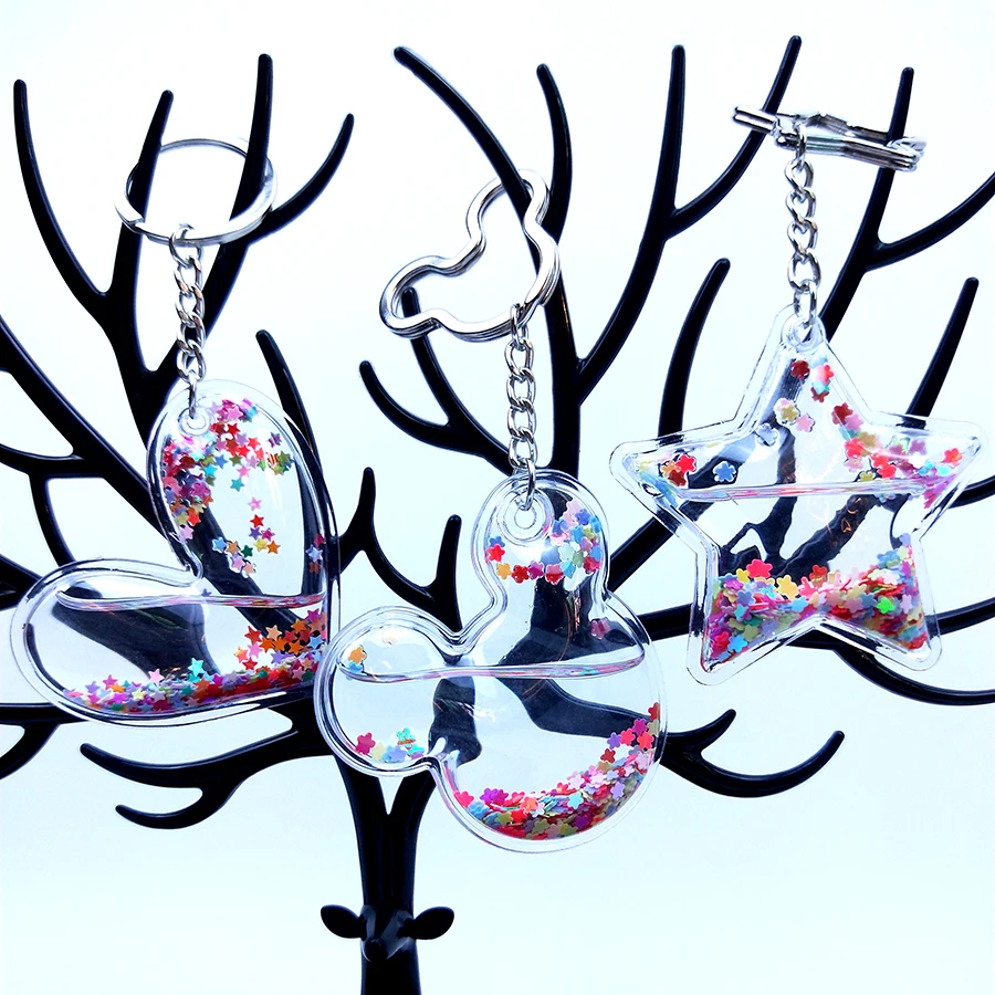 Брелок для ключей с пентаграммой и блестками брелок сыпучим песком в форме