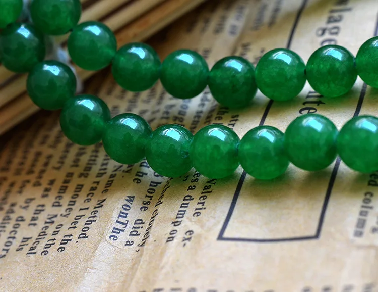 Модные ювелирные изделия 8 мм бированный зеленый халцедон ожерелье с натуральным