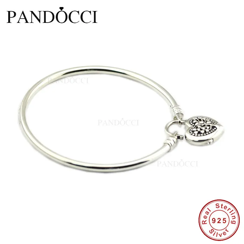Bracelets &amp Bangles Real 925 Sterling Silver Jewelry Flourishing Heart Padlock Bangle Women DIY Fit Original Charm Beads | Украшения и