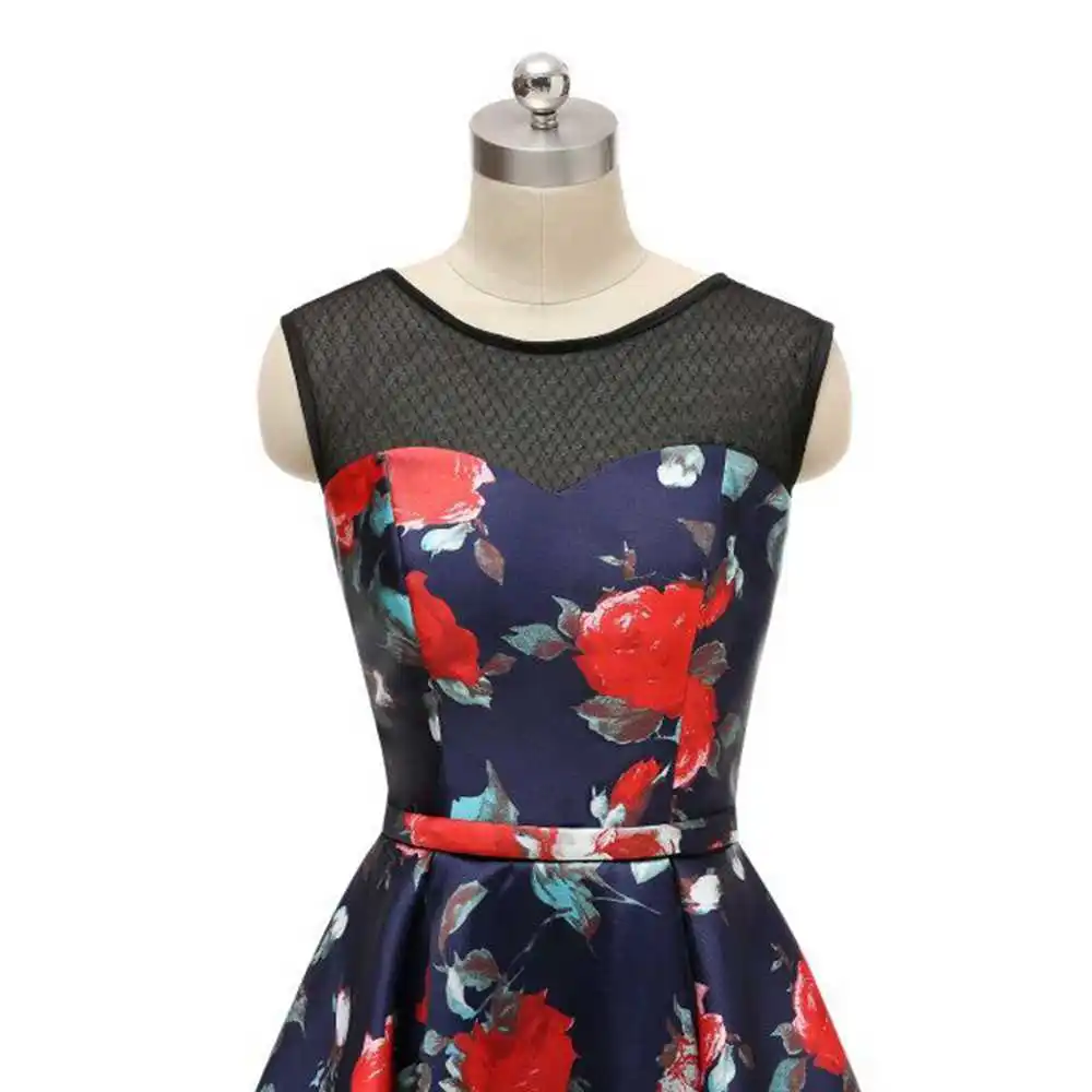 Новинка коктейльный костюм трапециевидной формы с принтом красной розы платье