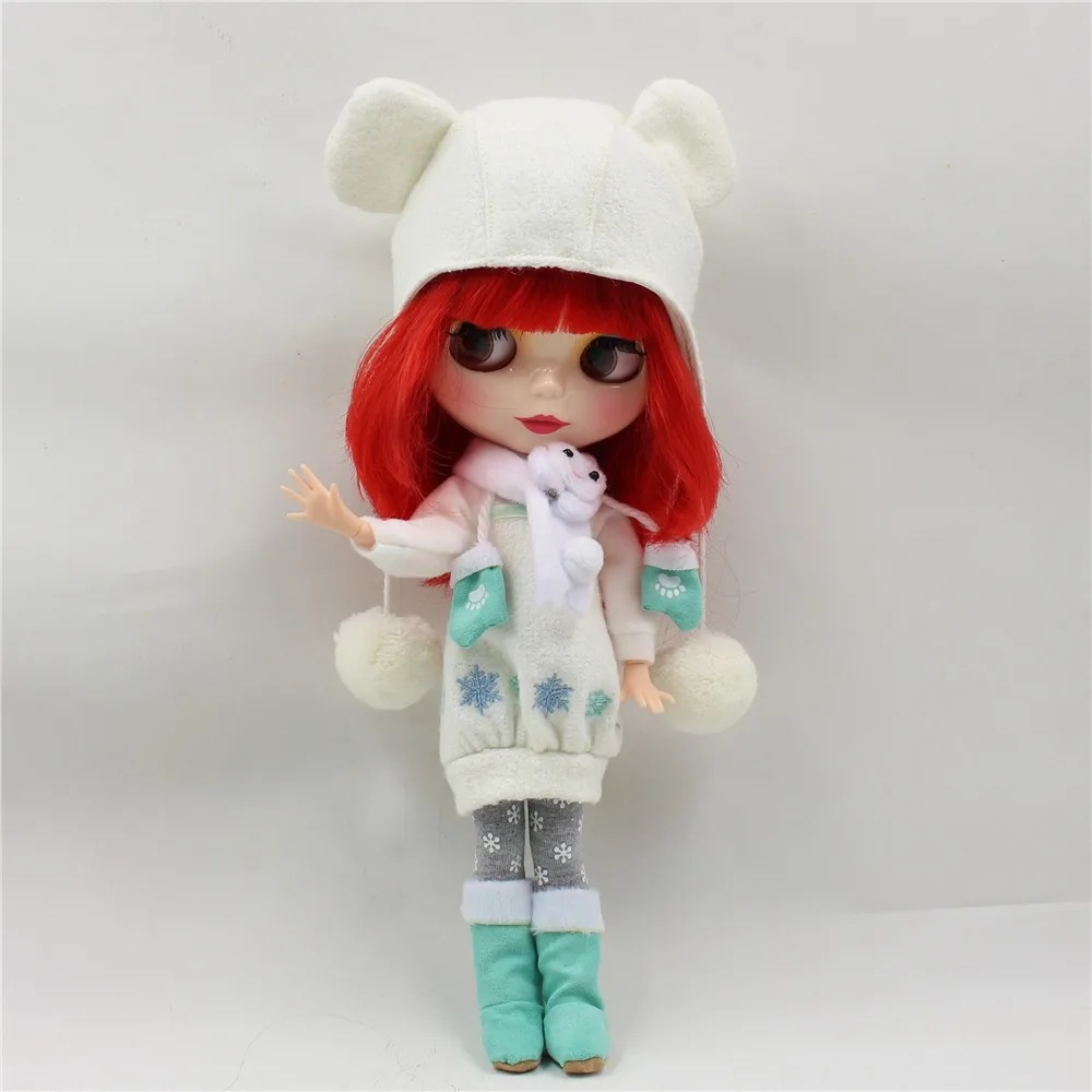Blyth кукла ледяная Игрушка костюм зимний наряд шляпа чулочная обувь снежное платье