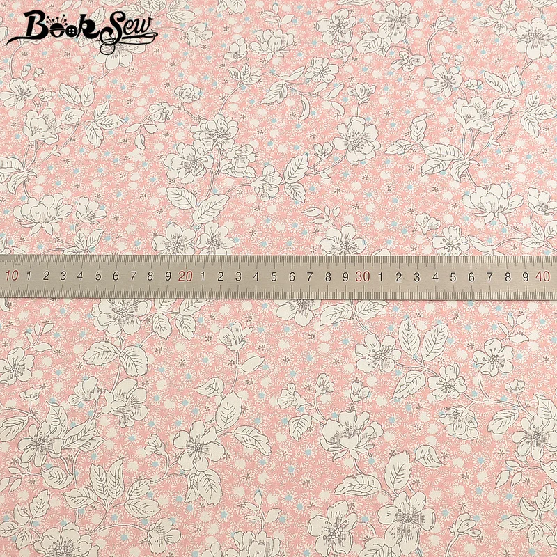 Booksew 100% хлопок печатная розовая цветочная ткань для кукол Тип саржа DIY Tecido Telas