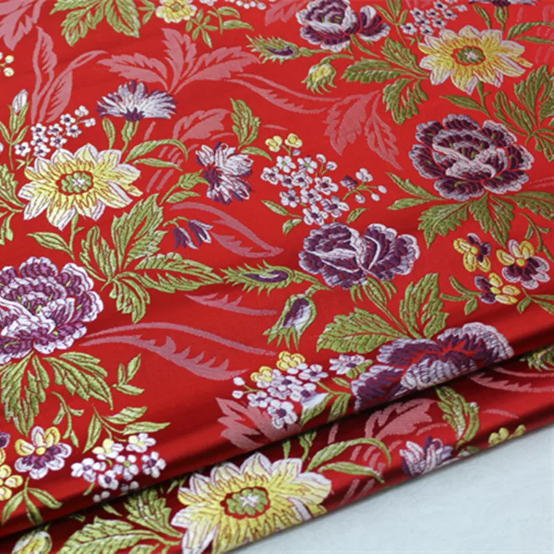 CF558 пион жаккардовая парча красная/синяя/черная ткань китайская свадебная