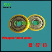 15*47*13 mm 6302 package rubber covered plastic bearing pulley, hardware guide wheel, high temperature rubber tire,
