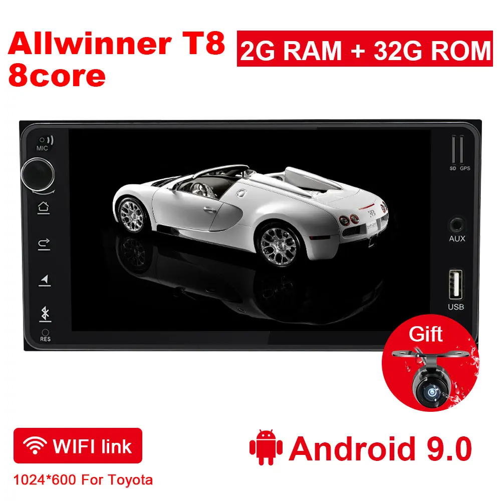 2G 32G T8 Eunavi 2din Android 9,0 Автомобильный мультимедийный Радио Стерео gps для Toyota Hilux VIOS старый Camry Prado RAV4 Prado 2003-2008 сенсорный экран - Цвет: 2G 32G T8
