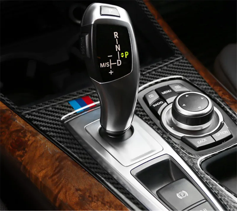 Наклейка на панель переключения передач из углеродного волокна для BMW e70 e71 X5 X6