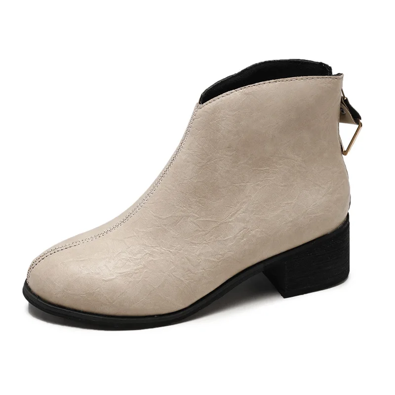 Модные женские ботильоны челси с круглым носком на среднем квадратном каблуке