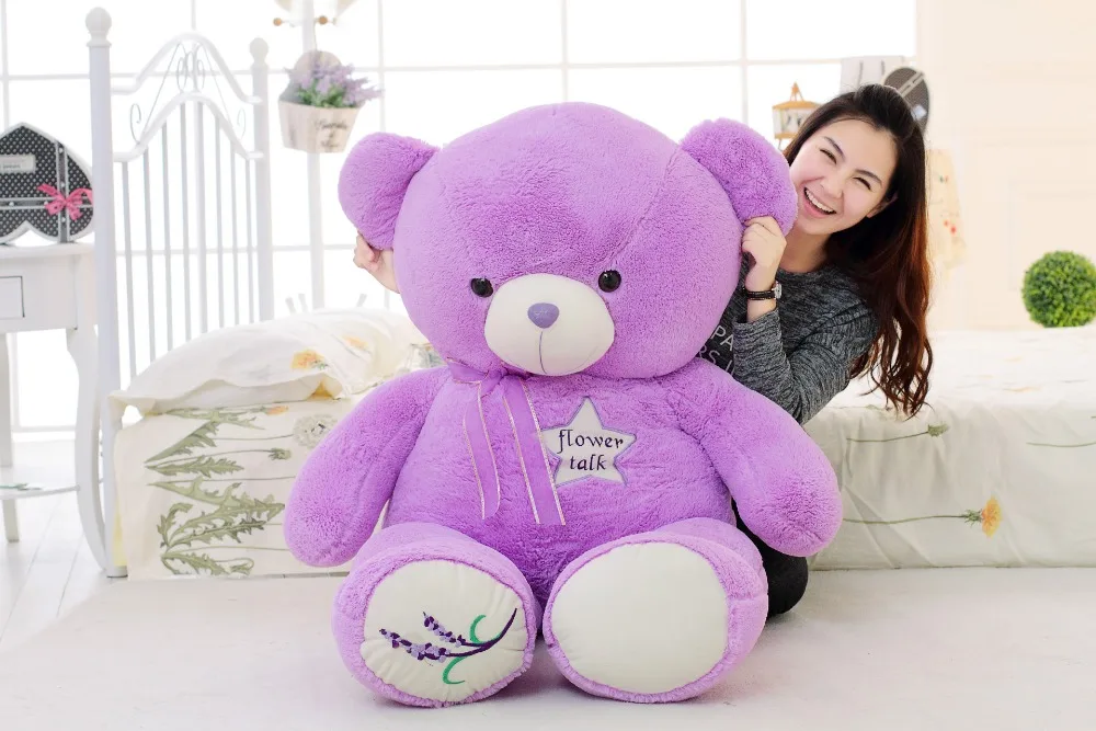 

stuffed toy huge 150cm Teddy bear plush toy flower talk purple bear hugging pillow, birthday gift Xmas gift d2339