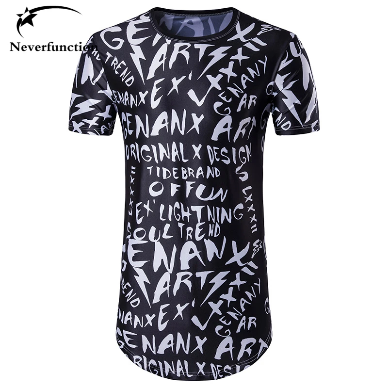 Футболка мужская с изогнутым подолом модная хипстерская одежда коротким рукавом