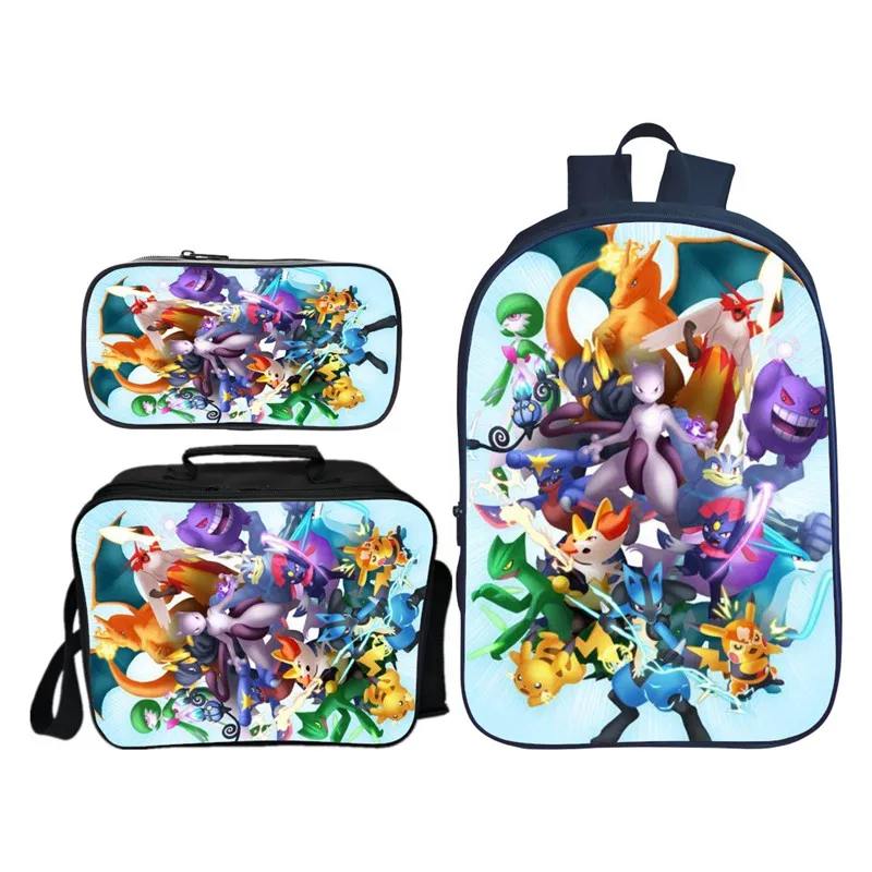 Новое поступление, 3 шт./компл., школьный рюкзак Pokken Tournament для детей, повседневные школьные ранцы для мальчиков и девочек, подарок Mochila - Цвет: PLB-268