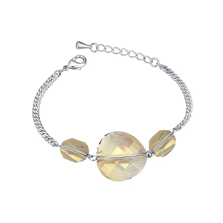 

Luxury Beautiful Bracelets For Women Crystals From Swarovski Chain Link Bracelet Femme Fashion Round Crystal Jewelry Wholesale